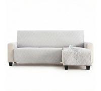 MAXIFUNDAS | Cubre sofá Dry Protect | Color Gris Claro | Chaise Longue Derecho 240 cm | Repelente de Líquidos | Acolchado | Funda Protectora Antimanchas | Apto para Mascotas