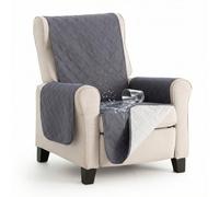 MAXIFUNDAS | Cubre sofá Dry Protect | Color Gris | Válido para Sillón de 1 Plaza, Relax y Orejero | Repelente de Líquidos | Acolchado y Reversible | Funda Protectora Antimanchas | Apto para Mascotas