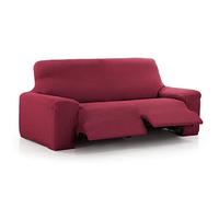 MAXIFUNDAS - Funda de Sofá Relax 3 Plazas con 2 Pies Vega, Rojo. Funda para sofá reclinable. Ajuste, Fácil de Colocar y Lavar