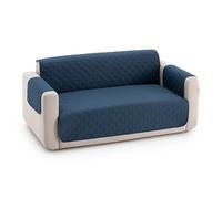 MAXIFUNDAS | Funda Sofá Acolchado Reversible 2 Plazas - Funda Cubre Sofá Extrasuave Azul/Gris Claro - Funda Protector Sofá con Tiras Elásticas de Sujeción - Cubre Sofá Modelo MAUI