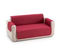MAXIFUNDAS | Funda Sofá Acolchado Reversible 2 Plazas - Funda Cubre Sofá Extrasuave Rojo/Beige - Funda Protector Sofá con Tiras Elásticas de Sujeción - Cubre Sofá Modelo MAUI
