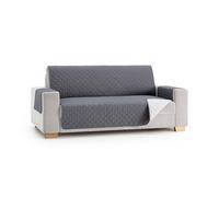 MAXIFUNDAS | Funda Sofá Acolchado Reversible 3 Plazas - Funda Cubre Sofá Extrasuave Gris/Gris Claro - Funda Protector Sofá con Tiras Elásticas de Sujeción - Cubre Sofá Modelo MAUI