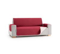 MAXIFUNDAS | Funda Sofá Acolchado Reversible 3 Plazas - Funda Cubre Sofá Extrasuave Rojo/Beige - Funda Protector Sofá con Tiras Elásticas de Sujeción - Cubre Sofá Modelo MAUI