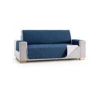 MAXIFUNDAS | Funda Sofá Acolchado Reversible 4 Plazas - Funda Cubre Sofá Extrasuave Azul/Gris - Funda Protector Sofá con Tiras Elásticas de Sujeción - Cubre Sofá Modelo MAUI