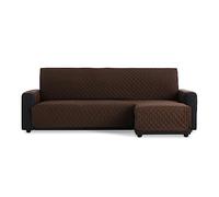 MAXIFUNDAS | Funda Sofá Chaise Longue Acolchado Brazo Derecho 200cm - Funda Sofá Extrasuave Marrón - Funda Cubre Sofá con Cintas Traseras - Funda Chaise Longue Protector Sofá Modelo MAUI