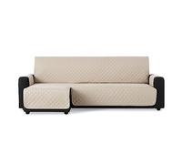 MAXIFUNDAS | Funda Sofá Chaise Longue Acolchado Brazo Izquierdo 240cm - Funda Sofá Extrasuave Beige - Funda Cubre Sofá con Cintas Traseras - Funda Chaise Longue Protector Sofá Modelo MAUI