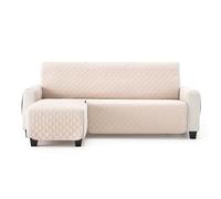MAXIFUNDAS | Funda Sofá Chaise Longue Acolchado Brazo Izquierdo 240cm - Funda Sofá Extrasuave Beige - Funda Cubre Sofá con Cintas Traseras - Funda Chaise Longue Protector Sofá Modelo MAUI