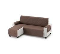 MAXIFUNDAS | Funda Sofá Chaise Longue Acolchado Brazo Izquierdo 240cm - Funda Sofá Extrasuave Marrón - Funda Cubre Sofá con Cintas Traseras - Funda Chaise Longue Protector Sofá Modelo MAUI