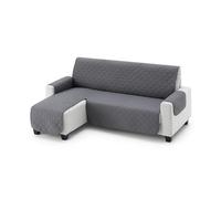 MAXIFUNDAS | Funda Sofá Chaise Longue Acolchado Brazo Izquierdo 280cm - Funda Sofá Extrasuave Gris - Funda Cubre Sofá con Cintas Traseras - Funda Chaise Longue Protector Sofá Modelo MAUI