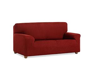 MAXIFUNDAS | Funda Sofá VEGA 4 Plazas - Funda Sofá Elástica Color Rojo - Funda Sofá Antideslizante Tejido Jacquard - Funda Sofá ExtraSuave Cintas Traseras Ajuste Perfecto