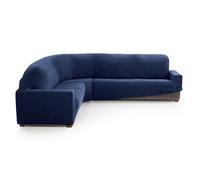 MAXIFUNDAS FUNDAS DE SOFA & CHAISE LONGUE. Funda Sofá Rinconera Relive Color Marino. Funda Protectora súper elástica para sofá rinconera.