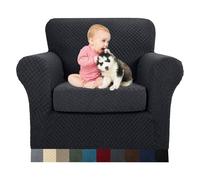 MAXIJIN 2 Fundas para sillas de Jacquard más Nuevas con Brazos, Fundas Antideslizantes elásticas para sillas para Sala de Estar, Perros, Funda elástica para sofá (1 plazas, Negro)