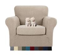 MAXIJIN 2 Piezas Nuevo Fonda para Silla Jacquard con Brazos Super Elástica Antideslizante Funda para Sala Amigable con Mascotas Protector Elástico para Sofá Sillón (1 Plaza, Caqui)