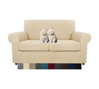 MAXIJIN 3 Piezas más Nuevas Fundas de sofá Jacquard para 2 plazas elástico Antideslizante Funda de Asiento de Amor para Perros Protector elástico para Muebles (2 plazas, Beige Claro)