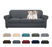 MAXIJIN 4 Fundas de sofá para sofá de 3 Cojines, superelásticas, Antideslizantes, para Perros, aptas para Mascotas, Fundas Protectoras de Muebles de Jacquard elástico (sofá, Gris Oscuro)