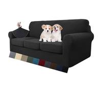 MAXIJIN 4 Piezas más Nuevas Fundas de sofá para 3 plazas elástico Antideslizante Funda de sofá para Perros elástico Jacquard Protector de Muebles Fundas de sofá (3 plazas, Negro)