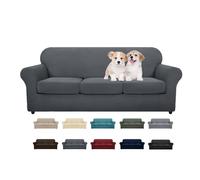 MAXIJIN 4 Piezas más Nuevas Fundas de sofá para 3 plazas elástico Antideslizante Funda de sofá para Perros elástico Jacquard Protector de Muebles Fundas de sofá (3 plazas, Gris Oscuro)