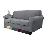 MAXIJIN 4 Piezas Nuevo Funda para Sofá Jacquard Extra Grande para 3 Plazas Super Elástica Antideslizante Protector Amigable con Mascotas para Muebles (4 Plazas, Gris Claro)