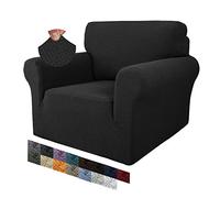 MAXIJIN Funda Creativa Jacquard para Silla de Sala, Super Elástica Antideslizante con Brazos, Amigable con Mascotas, Protector Elástico 1 Pieza para Sillón (1 Plaza, Negro)