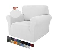 MAXIJIN Funda Creativa Jacquard para Silla de Sala, Super Elástica Antideslizante con Brazos, Amigable con Mascotas, Protector Elástico 1 Pieza para Sillón (1 Plaza, Blanco)