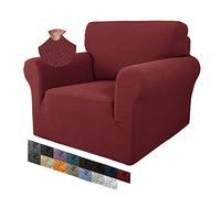 MAXIJIN Funda Creativa Jacquard para Silla de Sala, Super Elástica Antideslizante con Brazos, Amigable con Mascotas, Protector Elástico 1 Pieza para Sillón (1 Plaza, Rojo Vino)