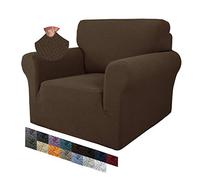 MAXIJIN Funda Creativa Jacquard para Silla de Sala, Super Elástica Antideslizante con Brazos, Amigable con Mascotas, Protector Elástico 1 Pieza para Sillón (1 Plaza, Café Oscuro)