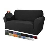 MAXIJIN Funda Creativa Jacquard para Sofá de 2 Plazas, Super Elástica Antideslizante para Sillón, Amigable con Mascotas, Protector Elástico de Muebles (2 Plazas, Negro)