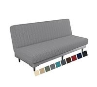 MAXIJIN Funda de futón de Jacquard elástica sin Brazos, Suave con Parte Inferior elástica, Gruesa, Protector de Muebles para futón Lavable (futón, Gris Claro)