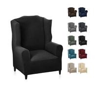 MAXIJIN Funda de Sillón Elástica con Orejas, 1 Pieza, Jacquard, Protector de Sofá, Reposacabezas, Funda de sofá, Sillón con Respaldo Ancho (Negro)