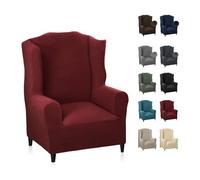 MAXIJIN Funda de Sillón Elástica con Orejas, 1 Pieza, Jacquard, Protector de Sofá, Reposacabezas, Funda de sofá, Sillón con Respaldo Ancho (Rojo Vino)