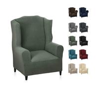 MAXIJIN Funda de Sillón Elástica con Orejas, 1 Pieza, Jacquard, Protector de Sofá, Reposacabezas, Funda de sofá, Sillón con Respaldo Ancho (Verde Oliva)