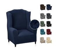 MAXIJIN - Funda de sillón elástica con Orejas, 1 Pieza, Jacquard, Protector de sofá, reposacabezas, Funda de sofá, sillón con Respaldo Ancho (Azul Marino)