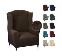 MAXIJIN Funda de Sillón Orejero Elástica Funda Cubre Sillón Relax 1 Plaza Funda para Orejas Funda de Silla de Sofá Lavable para Sala de Estar (Café Oscuro)