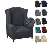 MAXIJIN Funda de Sillón Orejero Elástica Funda Cubre Sillón Relax 1 Plaza Funda para Orejas Funda de Silla de Sofá Lavable para Sala de Estar (Gris)