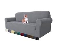 MAXIJIN Funda de sofá elástica para 3 plazas, 1 Pieza, para Sala de Estar Jacquard Protector de Muebles para Perros (Gris Claro)