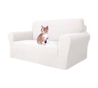MAXIJIN Funda de sofá súper elástica para sofá de 2 plazas 1 pieza universal Love Seat Covers Jacquard Spandex Sofa Protector de sofá Perros Mascotas Funda ajustada para sofá biplaza (2 plazas blanco)