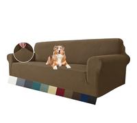 MAXIJIN Funda de sofá superelástica para sofá de 4 plazas, Extragrande, Universal, Fundas de sofá Jacquard y Elastano, Protector de Muebles de Perro (4 Plaza, marrón)