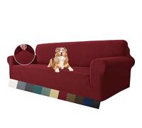 MAXIJIN Funda de sofá superelástica para sofá de 4 plazas, Extragrande, Universal, Fundas de sofá Jacquard y Elastano, Protector de Muebles de Perro (4 Plaza, Rojo Vino)