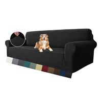 MAXIJIN Funda de sofá superelástica para sofá de 4 plazas, Extragrande, Universal, Fundas de sofá Jacquard y Elastano, Protector de Muebles de Perro (4 Plaza, Negro)