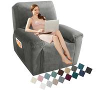 MAXIJIN Funda de Terciopelo para reclinable, 4 Piezas, Funda elástica de Felpa Suave para Silla reclinable, Gruesa y Suave, Funda separada para sillón reclinable con Bolsillo Lateral (reclinable,