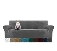 MAXIJIN Funda Extra Grande Aterciopelada para Sofá 4 Plazas, Super Elástica Antideslizante, Tamaño XL, Amigable con Mascotas, Protector 1 Pieza (4 Plazas, Gris)