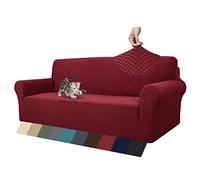 MAXIJIN Funda Extra Grande Nueva Jacquard para Sofá de 3 o 4 Plazas, Super Elástica Antideslizante, Amigable con Mascotas, Protector para Muebles (4 Plazas, Rojo Vino)