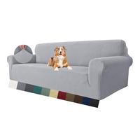 MAXIJIN Funda Extra Grande Super Elástica para Sofá de 4 Plazas, 1 Pieza Universal, Jacquard Spandex, Protector Amigable con Mascotas (4 Plazas, Gris Plateado)