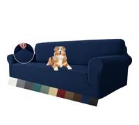 MAXIJIN Funda Extra Grande Super Elástica para Sofá de 4 Plazas, 1 Pieza Universal, Jacquard Spandex, Protector Amigable con Mascotas (4 Plazas, Azul Marino)