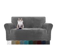MAXIJIN Funda Gruesa Aterciopelada para Sofá 2 Plazas, Super Elástica Antideslizante, Amigable con Mascotas, Protector Elástico para Muebles (2 Plazas, Gris)