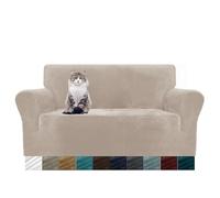 MAXIJIN Funda Gruesa Aterciopelada para Sofá 2 Plazas, Super Elástica Antideslizante, Amigable con Mascotas, Protector Elástico para Muebles (2 Plazas, Caqui)