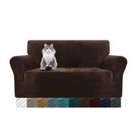 MAXIJIN Funda Gruesa Aterciopelada para Sofá 2 Plazas, Super Elástica Antideslizante, Amigable con Mascotas, Protector Elástico para Muebles (2 Plazas, Café Oscuro)