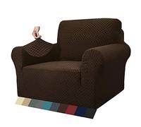 MAXIJIN Funda Nueva Jacquard para Silla de Sala, Super Elástica Antideslizante con Brazos, Amigable con Mascotas, Protector 1 Pieza para Sillón (1 Plaza, Café Oscuro)