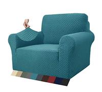 MAXIJIN Funda Nueva Jacquard para Silla de Sala, Super Elástica Antideslizante con Brazos, Amigable con Mascotas, Protector 1 Pieza para Sillón (1 Plaza, Azul Pavo Real)