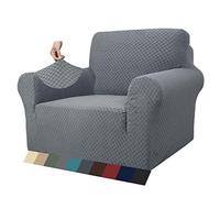 MAXIJIN Funda Nueva Jacquard para Silla de Sala, Super Elástica Antideslizante con Brazos, Amigable con Mascotas, Protector 1 Pieza para Sillón (1 Plaza, Gris Claro)